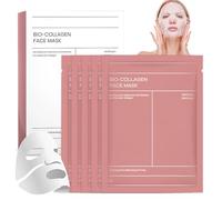 5 Pieces Collagen Face Mask, Bio Collagen Real Deep Mask, Maschera al Collagene, Moisturizing mask, Reduces Fine Lines and Wrinkles, Bright and Compact Skin for All Skin Types