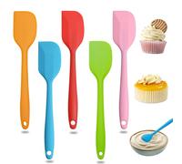 5 Pièces Spatola in Silicone Piccola, Multicolore Utensili da Cucina in Silicone, Spatola Resistente al Calore per la Cottura, Spatola in Silicone con Manico Lungo Ideali per cucinare cuocere