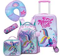 5 Piezas Maleta de Cabina ABS Cierre Combinación 4 Ruedas Maleta Niña Combinazione pratica: questo bambino maschio è composto da un maschio da 16", uno zaino, un cojín per il cuello, una bolsa de almu