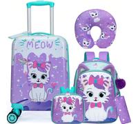 5 Piezas Maleta de Cabina ABS Cierre Combinación 4 Ruedas Maleta Niña Combinazione pratica: questo bambino maschio è composto da un maschio da 16", uno zaino, un cojín per il cuello, una bolsa de almu