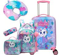 5 Piezas Maleta de Cabina ABS Cierre Combinación 4 Ruedas Maleta Niña Combinazione pratica: questo bambino maschio è composto da un maschio da 16", uno zaino, un cojín per il cuello, una bolsa de almu