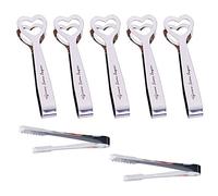 5 pinze per zucchero Love, 2 pinze per cubetti di ghiaccio, mini pinze per dolci, pinze per zucchero in acciaio inossidabile, utilizzate per contenere caramelle, pane(colore argento).