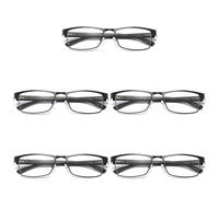 5 Pk da Uomo Rettangolare Blu Luce Blocco Occhiali da Lettura Molla Cerniera