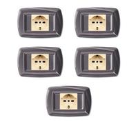 5 Placche, 1 modulo/posto doppio, Schuko, UNEL, Compatibile Con BTicino Magic, alluminio notte, Placca arrotondata, Plastica di alta qualità, 100% compatibile con supporti e moduli originali