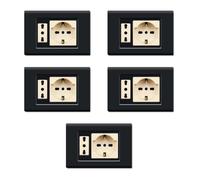 5 Placche, 2 moduli/posti, singolo e doppio, schuko, UNEL, Compatibile Con BTicino Magic, nero, Plastica di alta qualità, 100% compatibile con supporti e moduli originali