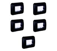 5 Placche con coperchio trasparente, Compatibile con BTicino Living, 3 moduli/posti, nero, idrobox, supporto da esterno, IP55, impermeabile, stagno, per scatola/cassetta 503