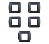 5 Placche in plastica satinata, 2 moduli/posti, Compatibile Con BTicino Living, colore nero satinato, Placca in plastica di alta qualità, 100% compatibile con supporti e moduli originali