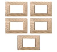 5 Placche in plastica satinata, 3 moduli/posti, Compatibile Con Vimar Plana, colore oro satinato, Placca In plastica satinata di alta qualità, 100% compatibile con supporti e moduli originali