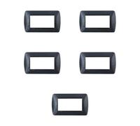 5 Placche in plastica satinata, 4 moduli/posti, Compatibile Con BTicino Living, colore nero satinato, Placca in plastica di alta qualità, 100% compatibile con supporti e moduli originali