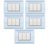 5 Placche, Made in Italy, 3 moduli/posti, Compatibile Con BTicino Matix, colore azzurro pastello, Placche In plastica di alta qualità, 100% compatibile con i supporti e i moduli originali
