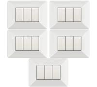 5 Placche, Made in Italy, 3 moduli/posti, Compatibile Con BTicino Matix, colore bianco bianca, Placche In plastica di alta qualità, 100% compatibile con i supporti e i moduli originali