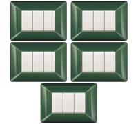 5 Placche, Made in Italy, 3 moduli/posti, Compatibile Con BTicino Matix, colore verde scozia, verde scuro, Placche In plastica di alta qualità, 100% compatibile con i supporti e i moduli originali
