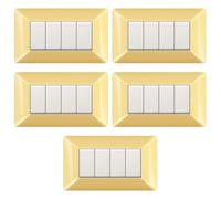 5 Placche, Made in Italy, 4 moduli/posti, Compatibile Con BTicino Matix, colore giallo pastello, Placche In plastica di alta qualità, 100% compatibile con i supporti e i moduli originali