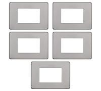5 Placche Slim, 3 moduli/posti, Compatibile Con BTicino Axolute Air, argento silver, Placca ultra sottili, Plastica di alta qualità, 100% compatibile con supporti e moduli originali