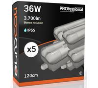 5 Plafoniere con 10 Tubi LED 18W 120cm T8 G13 con Starter 1850 Lumen Garanzia 6