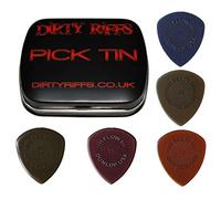 5 plettri Dunlop Flow standard per chitarra, 1 di ogni dimensione in una pratica scatola di latta