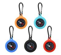 5 portachiavi bussola per bambini, bussola all'aperto, con moschettone, a prova di vuoto, quadrante elastico per navigazione precisa, campeggio, attrezzatura da trekking, regalo per bambini