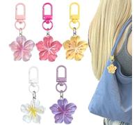 5 portachiavi da donna con fiore di ciliegio colorato con ciondolo a forma di fiore di ciliegio Kawaii Cherry Blossom Flower Bag Charms Cute Keychain Aesthetic Fiori Ciondolo Borsa Key Chain Bulk