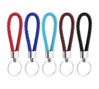 5 portachiavi in pelle intrecciata, unisex, portachiavi per auto, moto e casa (multicolore), Colorato