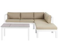 5 posti Set di divani angolari da giardino Lato Sinistro Beige sabbia Metallo