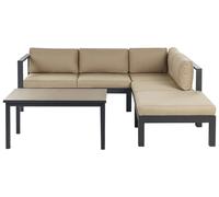 5 posti Set di divani angolari da giardino Lato Sinistro Beige sabbia Metallo