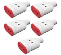 5 Prese bipasso bivalente 10A 16A 220V 230V, per spina piccola e grande, standard italiano, bianco, professionale, in gomma antischiacciamento, ideale per cavi di alimentazione e prolunghe
