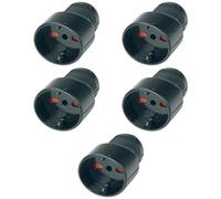 5 Prese schuko 16A 220V 230V, standard tedesco compatibile con spine italiane, nero, modello professionale, realizzata in policarbonato di alta qualità, ideale per cavi di alimentazione e prolunghe