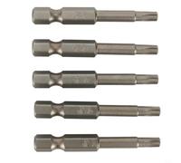 5 punte per cacciavite Torx T20 da 50 mm di lunghezza, in lega di acciaio/4 codolo esagonale per trapani elettrici e manuali, argento