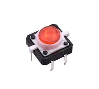 5 pz 12 * 12mm Illuminato Tatto Tattile Micro Interruttore Pulsante Reset Momentaneo Rosso Giallo Blu Bianco 12VDC Spille a saldare(5pcs Yellow)
