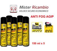 5 PZ Antiappannante ENI per Visiere Parabrezza Vetri Cristall finestre DA 150 ml