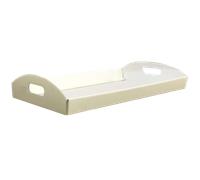 5 PZ CESTO VASSOIO BOMBONIERE CARTONE PIEGHEVOLE PANNA AVORIO 43,5x29x4,5 CM CON