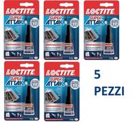 5 PZ COLLA LOCTITE SUPER ATTAK 5,5 gr PROFESSIONAL ADESIVO UNIVERSALE ISTANTANEO