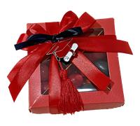 5 pz confettata laurea scatolina rossa con divisore con ciondolo tocco nappina 1