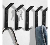 5 Pz Ganci Appendiabiti da Parete, Gancio Appendini da Muro, Attaccapanni da Muro in Metallo, Ganci Attaccapanni, Gancio di Vestiti in Acciaio Inox per Cappelli Asciugamani Bagno Cucina(Nero)
