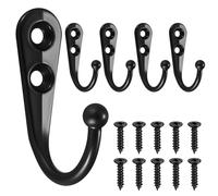 5 Pz Ganci Appendiabiti da Parete Nero, Attaccapanni da Muro da Parete, Appendiabiti da Muro, Appendini da Muro, Ganci da Parete Vintage, Appendi Abiti per Muro Cappotto Vestiti Chiave, con Viti