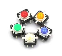5 pz Illuminato Interruttore di Tatto Pulsante interruttore 12 * 12 rosso Bianco blu giallo verde LED 3 V 4 pin reset 12 * 12 * 7.3mm(Yellow)