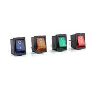 5 Pz KCD1 3 Pin 4 Pin 21 * 15mm ON-OFF Interruttore A Bilanciere for Auto Barca 6A/250 V AC 10A/125 V AC con Interruttore Della Luce Rosso Blu Verde Giallo(Red,3 Pin)