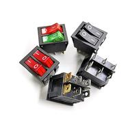 5 PZ KCD6 doppio interruttore a bilanciere rosso/verde/nero retroilluminazione 2 poli 6 pin pulsante di accensione teglia elettrica riscaldatore elettrico parti(Mixed 2M6P Switch)