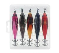 5 pz Luminal Squid Jig Hook Fishing Lere Lure Wood Gamberetti Gafette Dure (002)