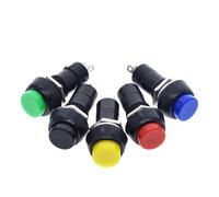 5 pz PBS-11B 2PIN 12mm No Lock Autobloccante ON OFF Pulsante Interruttore Momentaneo 3A 150V Nero Blu Rosso Verde Giallo(Black)
