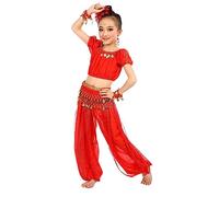 5 Pz Set Danza del Ventre Costume Orientale Ragazze Costume da Performance Danza del Ventre Vestiti Set di Costumi per Bambini Bambina Gonna Frange per Carnevale Cosplay