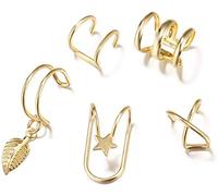 5 pz/set Ear Cuff Foglie Oro Non Piercing Clip Dell'orecchio Falso Cartilagine Orecchini Gioielli Per Le Donne Regali Durata