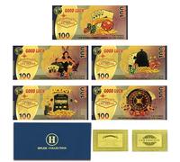 5 pz/Set Las Vegas Gold Foil Banconote Dollar Notes - Casino Tema Souvenir Denaro Decorativo Collezionismo per Poker & Party