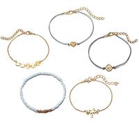 5 pz/set moda mappa cuore albero di cocco perline catena corda bracciale donna gioielli braccialetto fascino braccialetto laurea amicizia migliori regali durata e attrazione