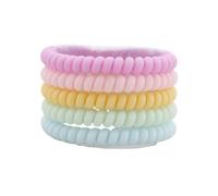 5 pz/set moda opaco solido filo telefonico fascia elastica for capelli cavo a spirale smerigliato in gomma for elasticizzata(Creamsmall)