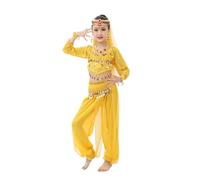 5 Pz Set Ragazze Belly Dance Indiano del Costume Latino Americano Vestiti Ballo Halloween Insiemi Carnevale Vestito da Danza del Ventre per Bambina Vestito Costume per Ragazze con Paillettes