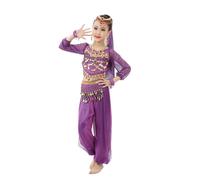 5 Pz Set Ragazze Belly Dance Indiano del Costume Latino Americano Vestiti Ballo Halloween Insiemi Carnevale Vestito da Danza del Ventre per Bambina Vestito Costume per Ragazze con Paillettes