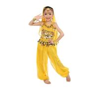 5 Pz Set Ragazze Belly Dance Indiano del Costume Latino Americano Vestiti Ballo Halloween Insiemi Carnevale Vestito da Danza del Ventre per Bambina Vestito Costume per Ragazze con Paillettes