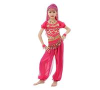 5 Pz Set Ragazze Belly Dance Indiano del Costume Latino Americano Vestiti Ballo Halloween Insiemi Carnevale Vestito da Danza del Ventre per Bambina Vestito Costume per Ragazze con Paillettes