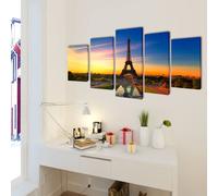 5 pz Set Stampa su Tela da Muro La Torre Eiffel 200 x 100 cm
